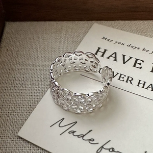 S925 Sterling <b>Silver</b> Korean Niche Design Lace Retro <b>Ring</b> South Korea Korean Style Simple Fashionable <b>Ring</b> - Product Image 3