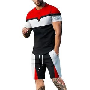 Novedad de verano 2025, chándal de gimnasio informal personalizado al por mayor para hombre, Camiseta estampada de 2 piezas con patrón sólido, Jogging transpirable - Product Image 4