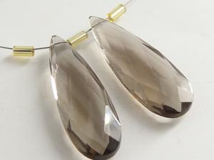 Par de Aretes de Cuentas Sueltas en Forma de Lágrima de Cristal Ahumado Marrón, Hechos a Mano, Suministros para Fabricación de Joyería, 30x10mm, Venta al Por Mayor - Product Image 5