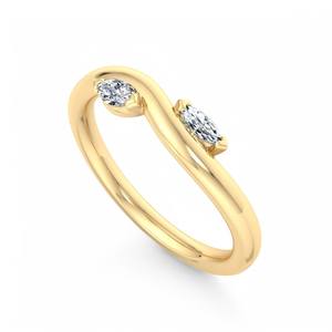 <b>Two</b> <b>Stone</b> Lab Grown Diamond Bypass <b>Ring</b> Gold Open Wrap Engagement <b>Ring</b> Minimalist Modern Diamond <b>Ring</b> Women - Product Image 5