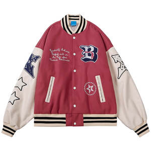 Chaqueta Bomber Varsity de Piloto Personalizada con Bordado de Chenille y Parches, con Mangas de Cuero para Hombre - Product Image 3