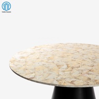 Dernière conception d'incrustation de perles en nacre, table basse ronde, table centrale nordique, mosaïque, vente en gros du Vietnam