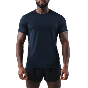 Camiseta de Manga Corta para Hombre, Color Azul Marino, Cuello Redondo, Estilo Holgado, Lavado Ácido, Secado Rápido, 100% Algodón, Estilo Casual - Product Image 1