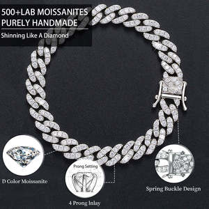 Collar de Cadena con Moissanita de Corte Brillante Redondo, Chapado en Plata 925, Unisex, para Hombre y Mujer, Estilo Hiphop, Regalo de Aniversario o Boda - Product Image 4