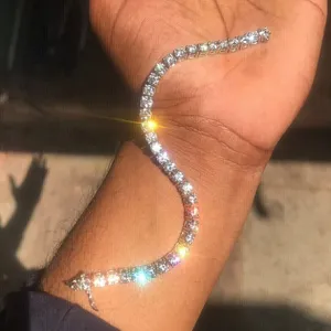 Pulsera de Tenis de Lujo con Moissanita, Plata de Ley 925, Corte Redondo, Estilo Diamante, Alto Brillo, Joyería para Boda - Product Image 1