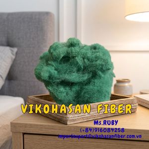 ใยสังเคราะห์ GRS Staple Fibre จากผู้ผลิต Vikohasan ประเทศเวียดนาม รีไซเคิล แข็งแรง 20D SD สีเขียว สำหรับทำแผ่นรองที่นอน พรม วัสดุบุผนัง วัสดุเติมเต็มแบบไม่ทอ และคอนกรีต - Product Image 6