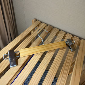 Wholesale Cheap Price Single Wooden Pants Hanger Iron Clips Durable Non-Slip Flat Design Hook Type Clothing Bathroom - Product Image 3
