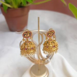 Fine Dangle Earrings Traditional Lakshmi Jhumka - Product Image 2
