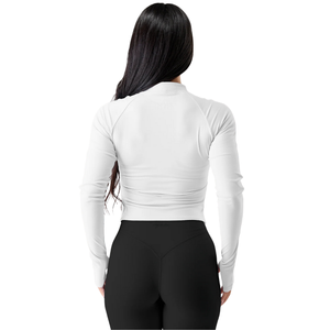 Veste Sculpt à fermeture éclair intégrale pour femme, haut de sport léger avec tissu extensible pour la gym, l'entraînement, le yoga et le quotidien - Product Image 4