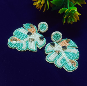 Pendientes de cuentas de semillas bordados a mano 100%, estilo clásico, multicolor, tamaño personalizado, para fiestas, unisex, regalo indio - Product Image 3