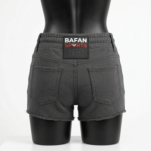 Shorts Deportivos para Mujer, 300 GSM, Algodón y Poliéster, Felpa, Gris Oscuro, Bajo sin Rematar, Logotipo Personalizado - Product Image 4