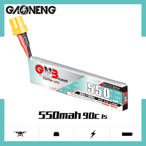 <span class=keywords><strong>Batteria</strong></span> LiPo GNB GAONENG ad Alte Prestazioni per Droni FPV, 1S 550MAH 3.7V 90C con Connettore XT30/GNB27, per Mini Droni FPV e Quadricotteri RC - Product Image 1