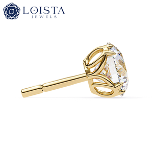 LOISTA ต่างหูเพชรโรสโกลด์ทรงกลมเพชรธรรมชาติทรงกลมเจียระไนแบบบริลเลียนท์เครื่องประดับหมั้นสุดคลาสสิกสำหรับผู้หญิง - Product Image 4