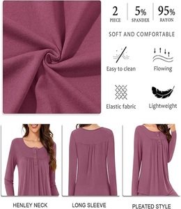 ชุดนอนผู้หญิง 2 ชิ้น ผ้าฝ้ายเนื้อนุ่มพิมพ์ลายคุณภาพสูง น้ำหนักเบา สวมใส่สบาย ทรงคลาสสิก สีตามสั่ง - Product Image 2