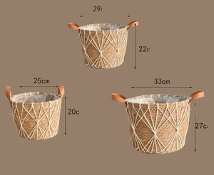 Handmade Rattan Planter <b>Basket</b> With Handle Perfect For Indoor Plants Home <b>Table</b> Balcony Garden Decorative Boho Storage <b>Basket</b> - Product Image 5