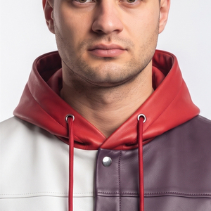 Gilet à capuche sans manches en cuir pour homme avec boutons et poches – Vente en gros de gilets à capuche en cuir sans manches pour homme – Mode masculine - Product Image 4