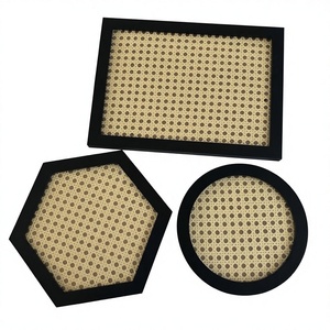 Rattan tray Tabletop Other Home Decor Round <b>Square</b> <b>Black</b> mdf and mango tray Wooden Serving Decorative Tray craftera exports - Product Image 3