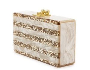 Bolso de Mano de Resina Pintado a Mano con Perlas Artificiales y Adornos de Perlas Doradas para Mujer, Ideal para Bodas y Fiestas - Product Image 4