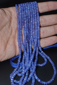 Perle rondelle à facettes en tanzanite naturelle 100% 3-5mm pour la fabrication de bijoux pierres précieuses en vrac - Product Image 4