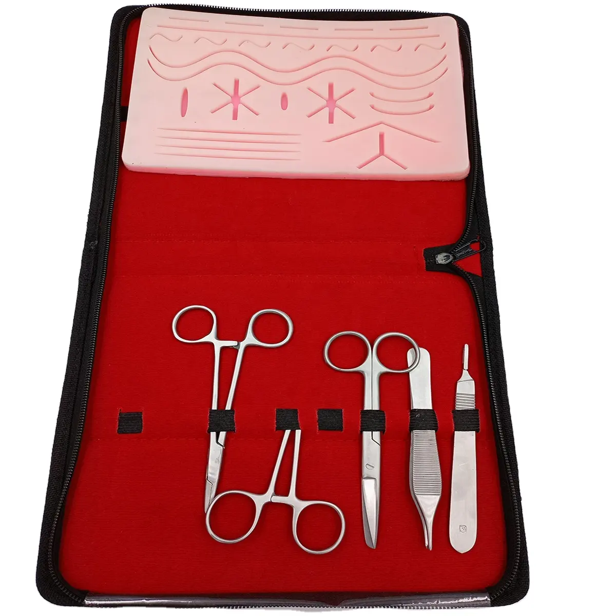 Training Suture Tool Red Kit With Extra Large Suture Pad | Suture Tool Kit Set | Training Suture Pad By Pissco Instruments