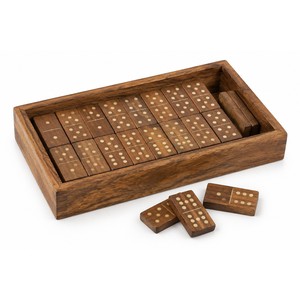 Handcrafted Mango Wood <b>Dominoes</b> <b>Set</b> with Bone Inlay - Wholesale Tray Game - Product Image 1