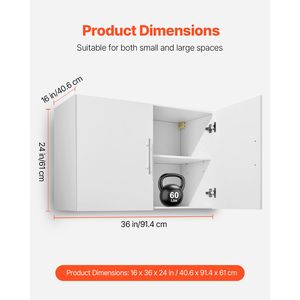 Armadio Minimalista a 2 Ripiani da Parete con 2 Ante e Ripiani Regolabili per l'Organizzazione della Lavanderia - Product Image 3