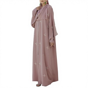 2026 Best Selling Abaya Handmade Turkish Floor Length Long Sleeve V Neck Polyester Regular Fit Casual Evening Party Flared - Product Image 3