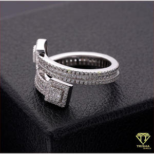 Anillo Abierto de Lujo de Plata 925 con Diamantes Cultivados en Laboratorio, Estilo Iced, Joyería de Moda para Compradores Mayoristas - Product Image 5