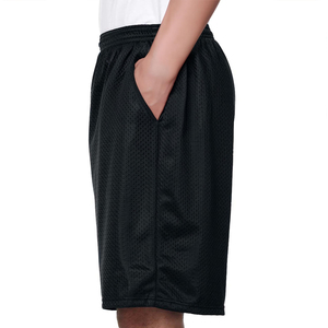 Fabricación profesional de pantalones cortos de malla para hombre con logotipo personalizado, cintura con cordón ajustable, color sólido. - Product Image 5