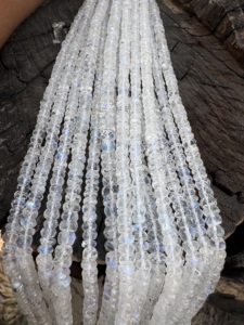 AAA+ Natural Rainbow Moonstone Faceted Rondelle Beads (5-6mm) 16’ - Product Image 3