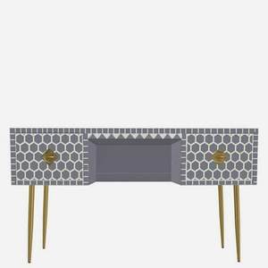 Mesa Consola de Lujo Hecha a Mano con Incrustaciones de Hueso y Diseño Geométrico, Mueble Decorativo para Interiores de Sala de Estar - Product Image 1