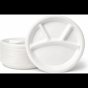 12-Inch 4-Compartment Bagasse <b>Disposable</b> <b>Plate</b> Heavy-Duty Microwave Freezer Safe BPA-Free Eco-Friendly Compostable Hot/Cold - Product Image 3