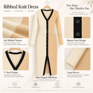 Robe longue élégante Cosh International Sorority Sisterhood avec fermeture boutonnée et fente, couleur unie - Product Image 6