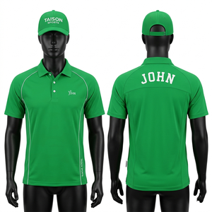 Polo de golf pour homme, jersey premium 180 GSM en piqué de polyester respirant, vert avec empiècements latéraux marine, logo brodé personnalisé - Product Image 5