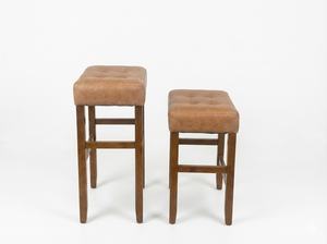 Ensemble de 2 tabourets de bar et de comptoir en cuir PU, ensemble de tabourets capitonnés en cuir PU, ensemble de tabourets rembourrés en PU avec structure en bois massif, hauteur bar et comptoir - Product Image 3