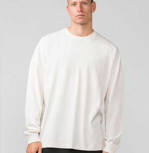 Camiseta de Manga Larga para Hombre, Corte Regular, Color Sólido, Cuello Redondo, Informal, Tejido de Punto, 100% Algodón Jersey, Transpirable - Product Image 6