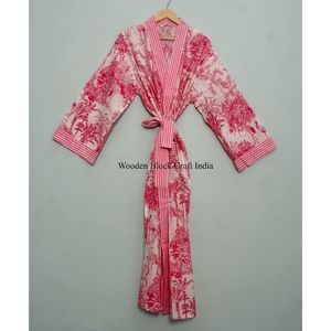 Kimono indio hecho a mano 100% algodón para mujer, estampado floral, ropa de dormir de talla única para uso doméstico y para dormir en la temporada de primavera. - Product Image 3