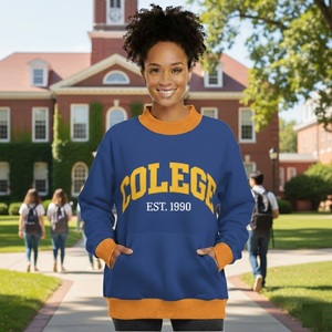 Cozy Women Mockneck Lined Fleece <b>Top</b> OEM Service High Quality Warm Winter Casual Pullover Customized Color Front Badge Sequined - Product Image 3