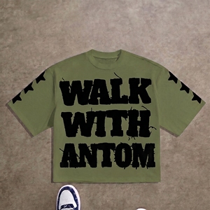 เสื้อยืดผู้ชายผ้าฝ้ายผสมใยไผ่ทรงโอเวอร์ไซส์ สไตล์วินเทจ ล้างทำสีซีด  แบบสกรีนลาย  ระบายอากาศได้ดี  ไซส์ใหญ่พิเศษ  รับผลิตตามแบบ OEM - Product Image 2