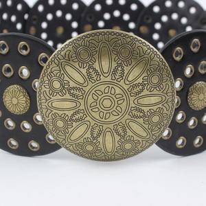 Cinturón ancho de cuero estilo vaquero retro europeo-americano para mujer, de PU vintage con diseño hueco exagerado - Product Image 6