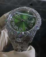 Montre à quartz à cadran vert, bracelet en strass, affichage de la date, lunette en cristal, style bijou