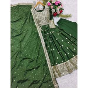 Precioso vestido de noche bordado con hermosa secuencia Work Party Wear Pent y Dupatta - Product Image 4