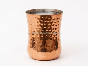 Vaso de vidrio martillado de cobre puro al por mayor, taza curva ayurvédica para beber, a granel - Product Image 6