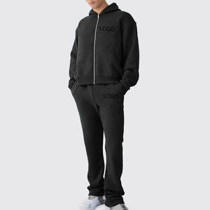 Conjunto Deportivo Vintage con Lavado Ácido Personalizado para Hombre, Sudadera con Capucha y Pantalones Deportivos con Parches Desgastados - Product Image 2