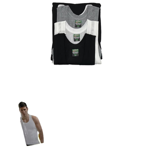 Ensemble de débardeurs et shorts en coton tricoté 100 % pour hommes, col rond, avec logo personnalisé, tissu anti-boulochage de haute qualité 140 g - Product Image 1