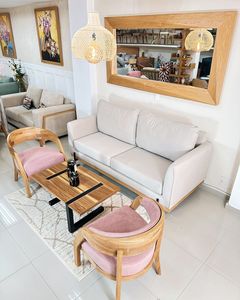 Conjunto de Sofá Moderno para Apartamento con Sillas Decorativas de Madera de Teca - Product Image 1