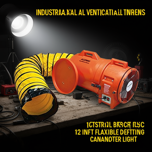 Ventilateur axial industriel AC de 12 pouces avec conduit flexible de 15 pieds et éclairage intégré - Product Image 3