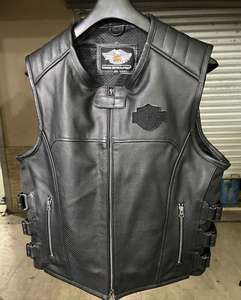 Chaleco de Motocicleta de Cuero Clásico, Bordado, Ecológico, para Verano, Día y Noche, Equipo de Seguridad para Conducir, Personalizado - Product Image 1