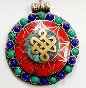 Colgantes Religiosos Tibetanos de Mariposa en Aleación con Turquesa y Baño de Plata Antigua - Product Image 6