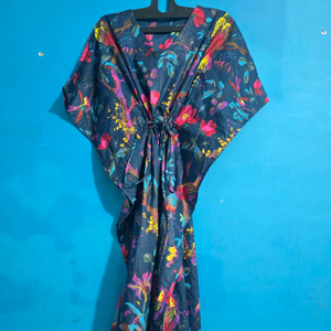 Home Wear Sleep Dress Luxury Classic Women's Pure Cotton Block Printed <b>Maxi</b> Nighty High Quality <b>Kaftan</b> <b>Maxi</b> For Ladies Wholesale - Product Image 1
